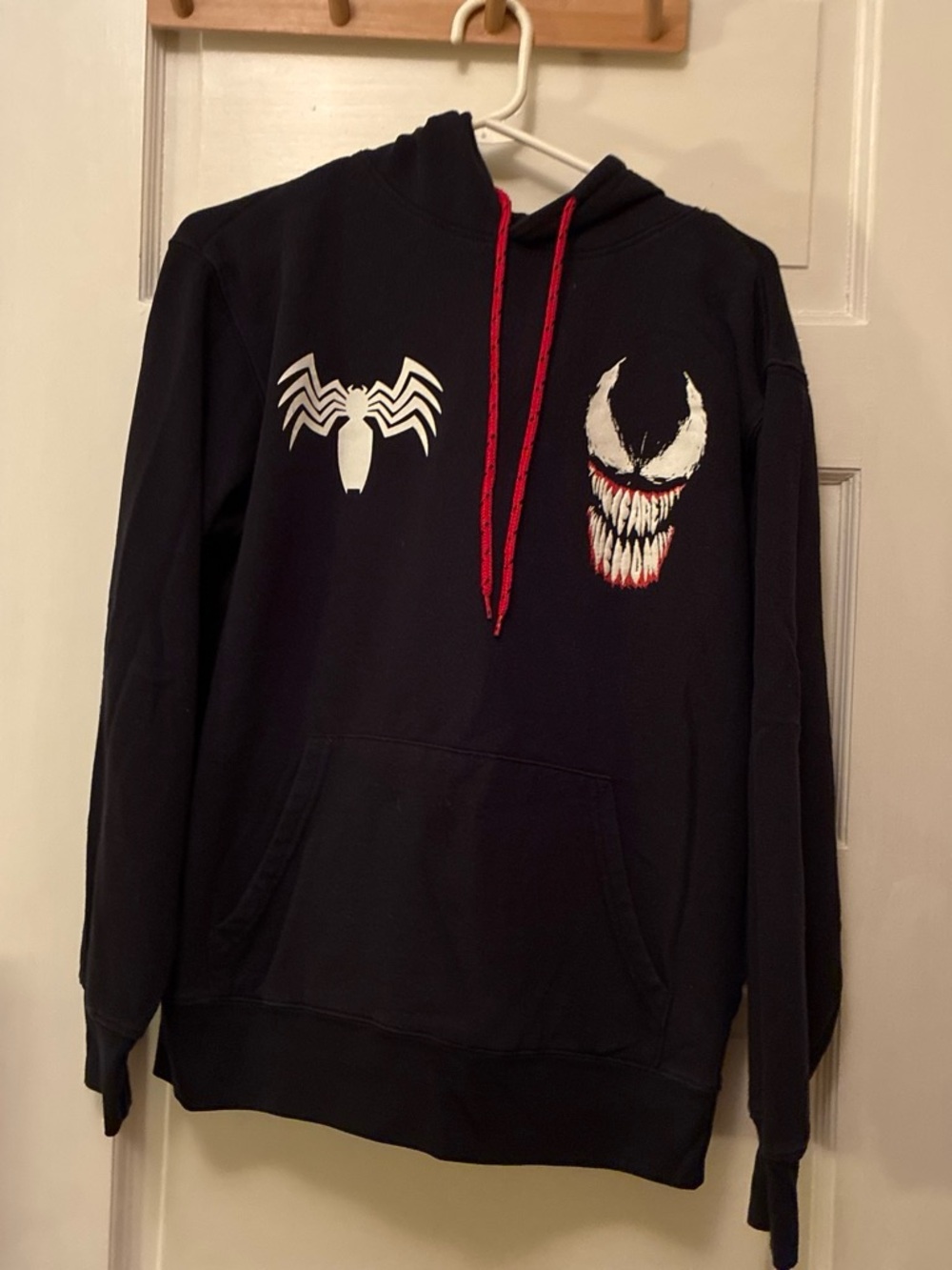 Marvel Black Venom Pullover Hoodie with Red Drawcords